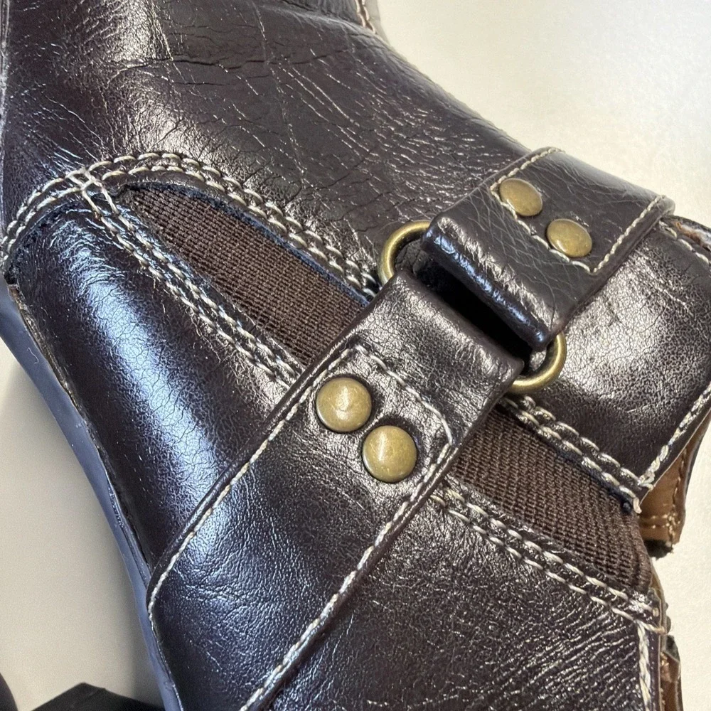 Aerosoles Women‎ Fascination Ankle Booties Brown Square Toe Sz 7.5